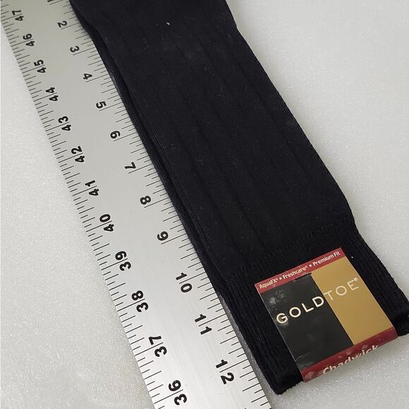 CHADWICK Gold Toe Socks Premium Fit Black Ribbed Crew Cotton Blend Shoe 6-12.5 - Picture 4 of 4